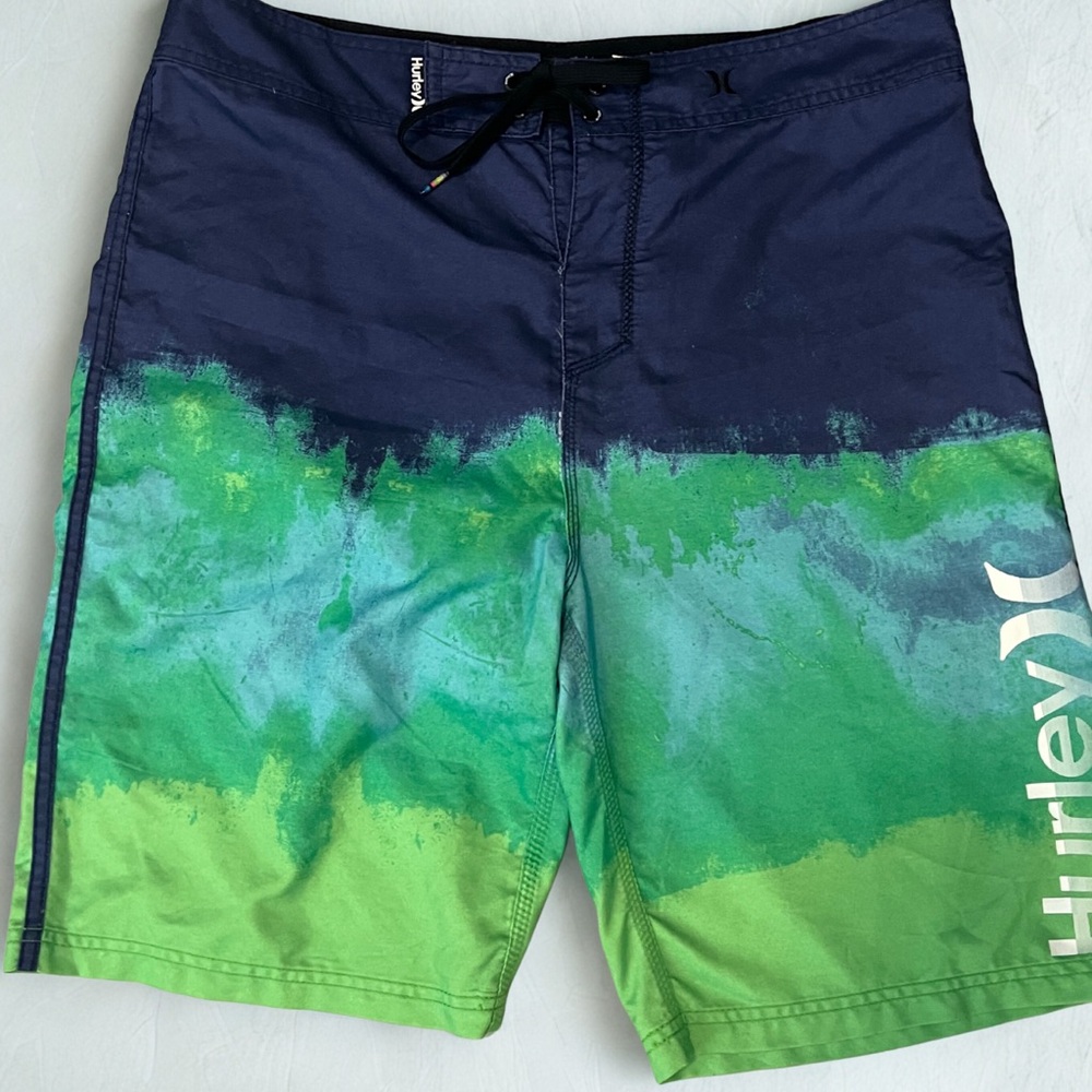 Hurley Men's Blue and Green Swim Board Shorts